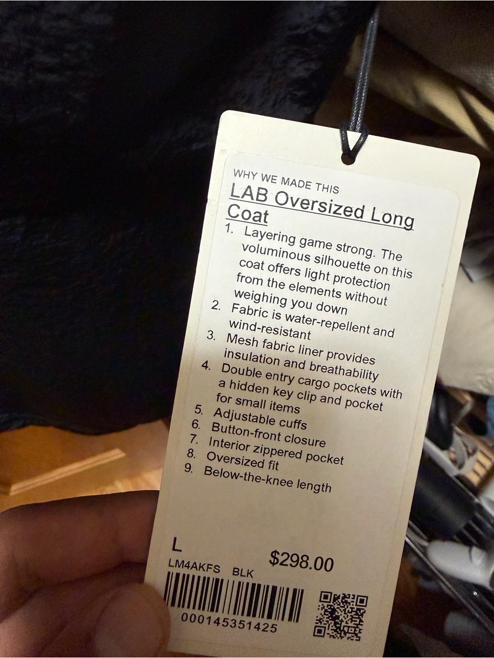 lululemon athletica LAB Oversized Long Coat - Black